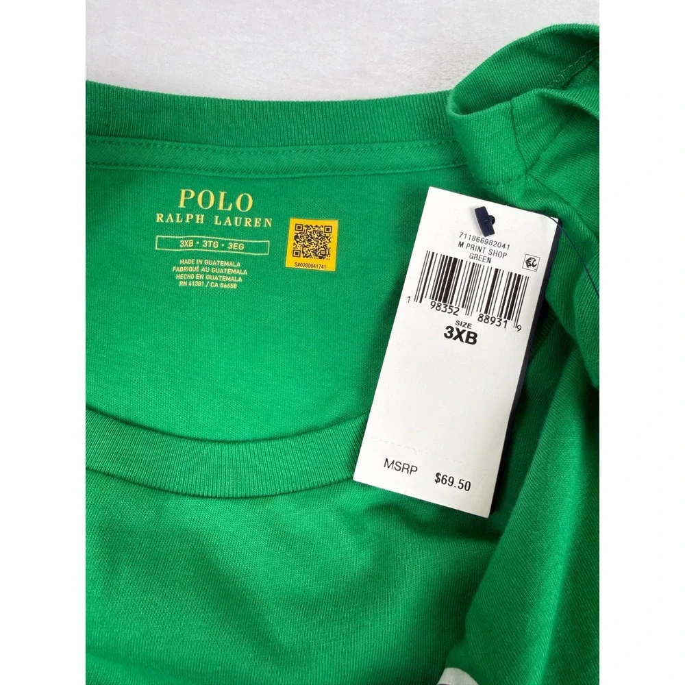 Polo Ralph Lauren Mens Print Shop Green Graphic Logo T-Shirt Big & Tall 3XB New